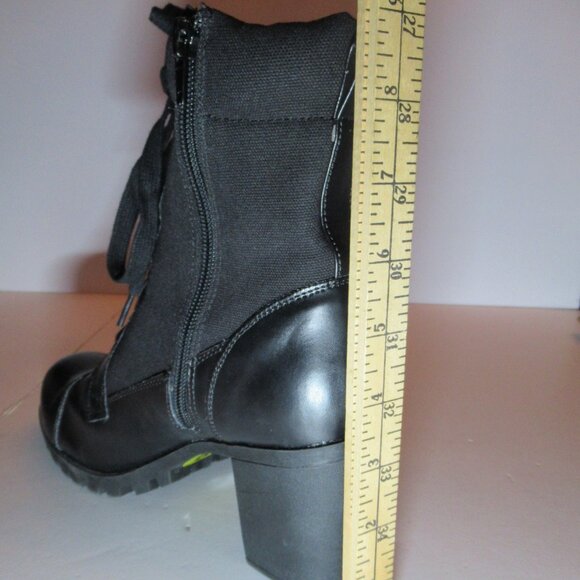 XOXO Black Lace-Up Ankle Boots Size 9 Worn Once Combat Pleather & Fabric Claudia - Picture 14 of 15